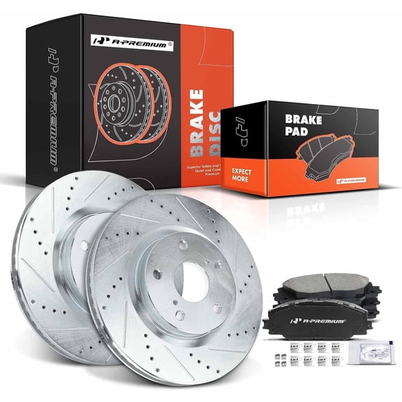 A-Premium 11.65 inch (295.9mm) Front Disc Brake Rotors   Ceramic Pads Kit Compatible with Select Pontiac Scion and Toyota Models - Vibe 2009-2010 Matrix 2009-2013 RAV4 2006-2018 Mirai iM tC