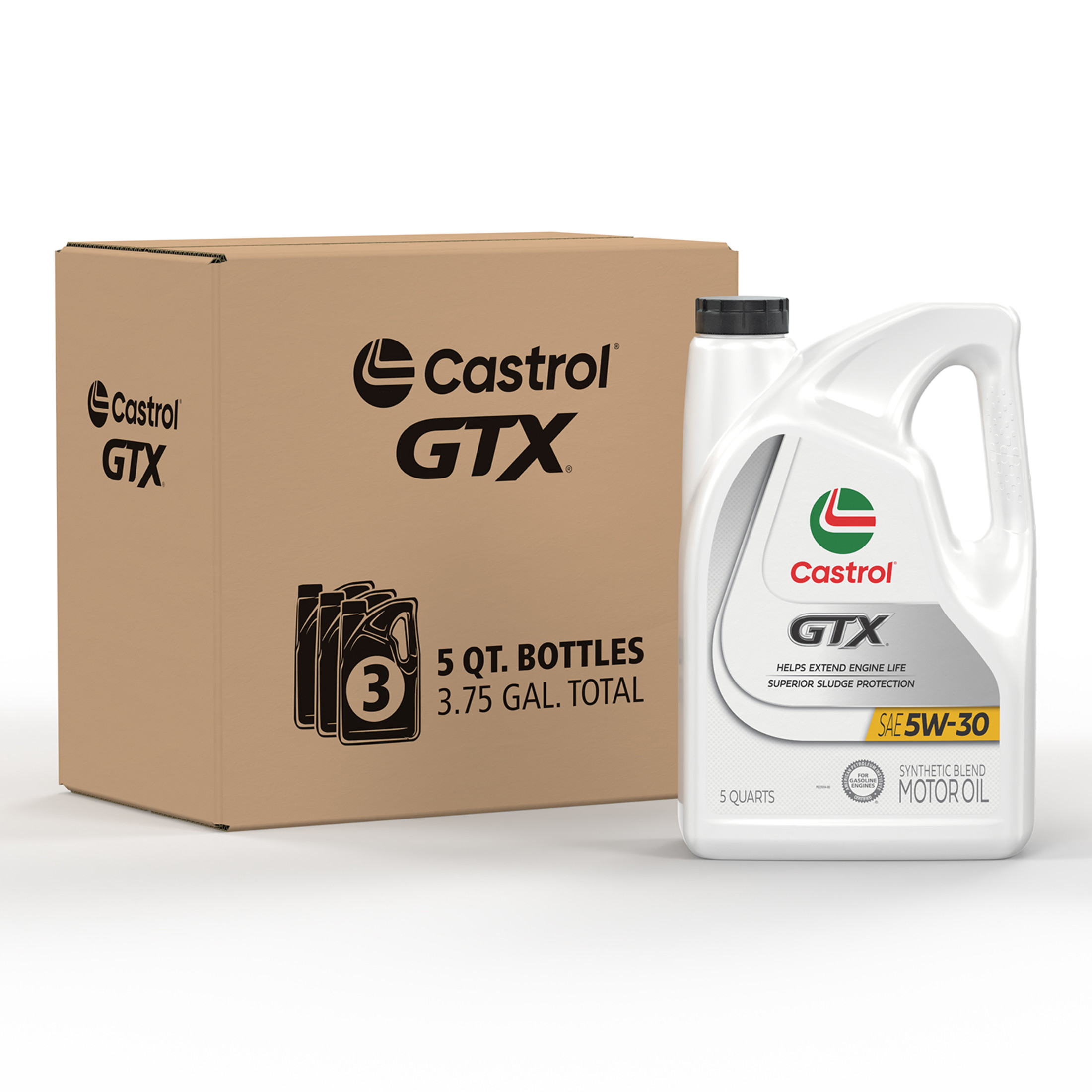Castrol GTX 5W-30 Synthetic Blend Motor Oil, 5 Quart