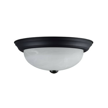 Aspen Creative 63022-3, 2-Light Flush Mount in Matte Black with Alabaster Glass, 11-1/4" Dia.