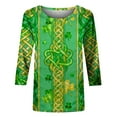 thumbnail image 4 of Xuyuer St Patricks Day Shirt Women Irish Shamrock 3/4 Sleeve Tshirts St Paddys Day Tee Tops St. Patrick's Day T-Shirts Crew Neck Spring Graphic Tee Tops Fashion Casual Pullover T-Shirt Top, 4 of 5