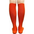 thumbnail image 3 of Halloween Costume Knee High Socks Cotton Blend Soft Stretchy Striped Plain Fall Socks, Pumpkin Orange , Medium, 1 Pair, 3 of 7