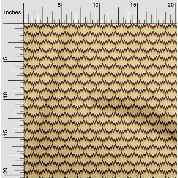 oneOone Georgette Viscose Fabric Zig Zag Flame Stitch Print Sewing Fabric BTY 42 Inch Wide