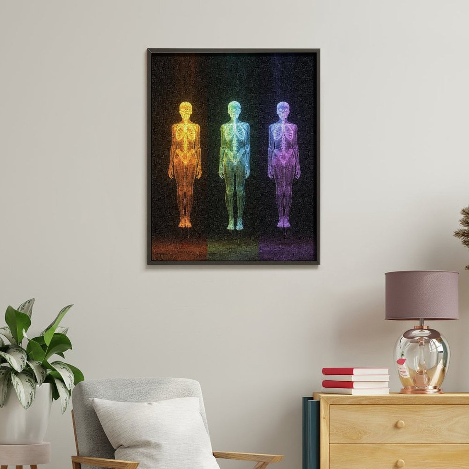 Paint By Numbers Kit for Adults Beginner - DIY Neon Skeleton Trio Art Display Canvas Painting Kits for Adults, Frameless Paint By Number for Adults for Home Wall Decor 16x20 Inch