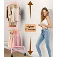 thumbnail image 6 of Heavy Duty Clothing Racks for Hanging Clothes Rack Double Rod Garment Rack Rolling Closet Wardrobe Rack on Wheels, Metal, Adjustable (Pink), 6 of 14