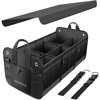 HAOKAY Premium Car Trunk Organizer with Lid, Multi Compartments Collapsible Portable Car Trunk Storage Organizer, 3 compartments Cargo Storage with Straps. (3 COMPARTMANTS, BLACK)