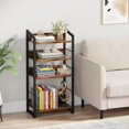 thumbnail image 2 of Book Shelf Small Bookshelf: 4 Tier Wood Bookcase Industrial Bookshelf with Edge Protection Metal Narrow Bookcase Storage Organizer Display Rack for Bedroom Home Office,Vintage Brown, 2 of 12