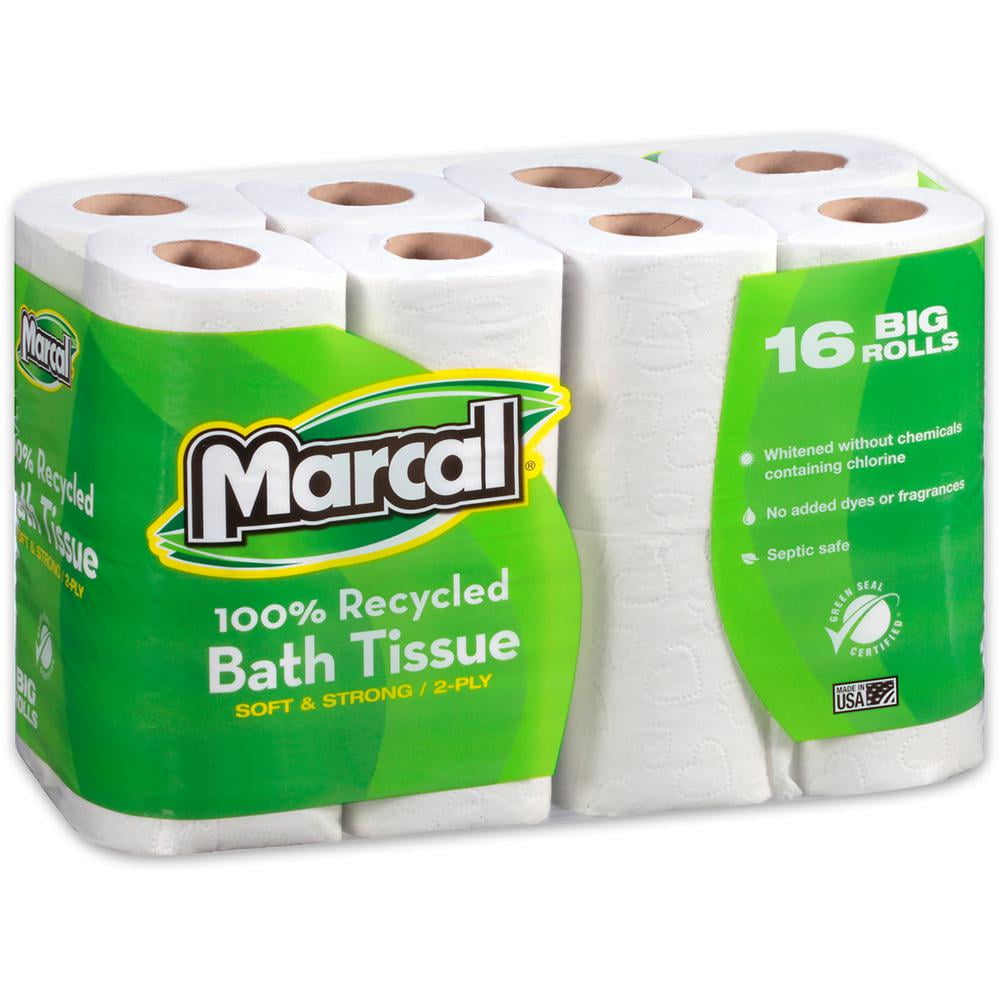 Marcal 100% Recycled Two-Ply Toilet Paper, White, 96 Rolls/Carton -MRC16466