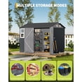 thumbnail image 2 of 6x8 ft Outdoor Metal Storage Shed, Galvanized Steel Garden Shed with Lockable Doors and Windows, Weatherproof Storage Building for Backyard Patio Lawn Poolside, Gray, 2 of 6