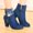 Blue, variant on Hiking Boots for Women Short Ankle-High with High Heel Round Toe Flock with Zipper Black Shoes Size 36