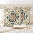 thumbnail image 3 of Retro Classical Floral Pillow Covers 2 Pack Blue Green Ethnic Bohemian Style Pillowcase Waterproof Outdoor Throw Pillow Cover for Patio Garden Square Cushion 20”x20”, 3 of 9