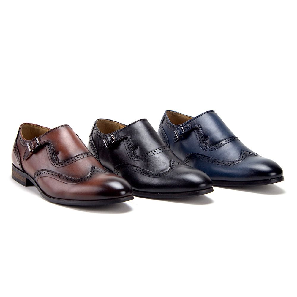 Men's C-360 Single Monk-Strap Wing Tip Dress Loafer Shoes, Black, 11 - image 4 of 4