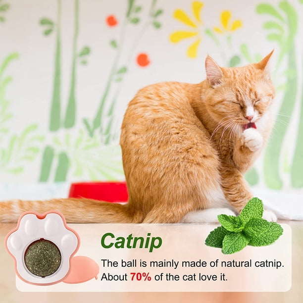 Bola de hierba para gatos, bola de hierba para gatos montada en la pared, juguete giratorio para hierba para gatos, juguete de comida para gatos (pinza para gatos rosa -1 PC) ShuxiuWang 8390606544025