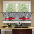 thumbnail image 4 of Yayeee Kitchen Curtains Tier Set of 2 Light Filtering 57"x36" Over Sink Window Panels, Red Boat, 4 of 7