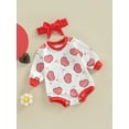 thumbnail image 3 of Seyurigaoka Baby Girls Valentine’s Day Bodysuits Outfits Long Sleeve Star Heart Print Romper Tops with Bowknot Headband Set, 3 of 8