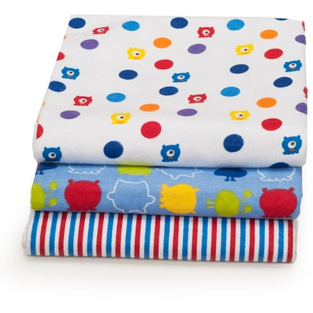 Graco Baby Monsters 3-Pack Printed Receiving Blankets