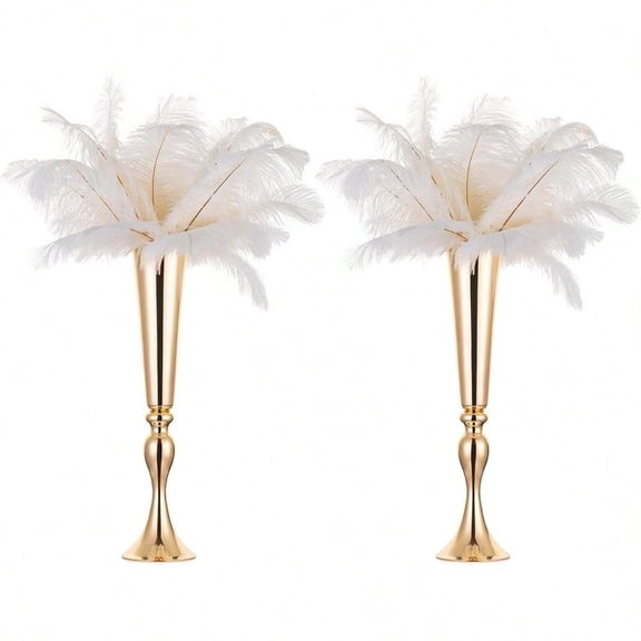 Gold Tall Centerpiece Table: 21.9 Trumpet Vases for Wedding Metal Flower Stand for Party Decorations Set of 2