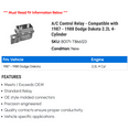 thumbnail image 2 of A/C Control Relay - Compatible with 1987 - 1988 Dodge Dakota 2.2L 4-Cylinder, 2 of 2