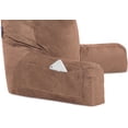 thumbnail image 5 of Husband Pillow, Aspen Edition - Reading and Bed Rest Pillow with Arms - Neck Roll on Bungee Cord or Removable - Premium Memory Foam - Reversible Two-Sided Cover Microsuede or Microfiber, Saddle Brown, 5 of 11
