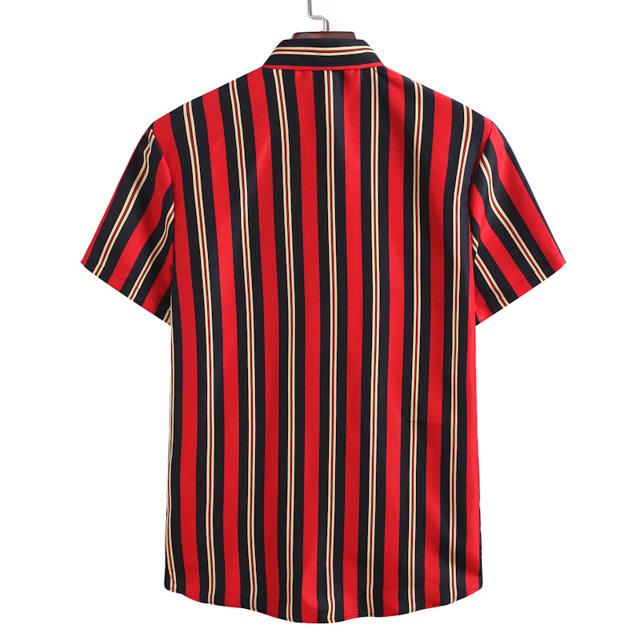 Chemise homme à manches courtes à rayures imprimé revers chemise décontractée à fleurs taille L ShuxiuWang 8390613698162