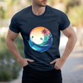 thumbnail image 2 of NAMTYQX Mens Hawaiian Shirts Short Sleeve Elasticated O Neck Graphic Plus Size Casual Elastic Short Sleeve Lightweight Slacking Baggy Mens Graphic T-Shirts Navy Size 2XL, 2 of 5