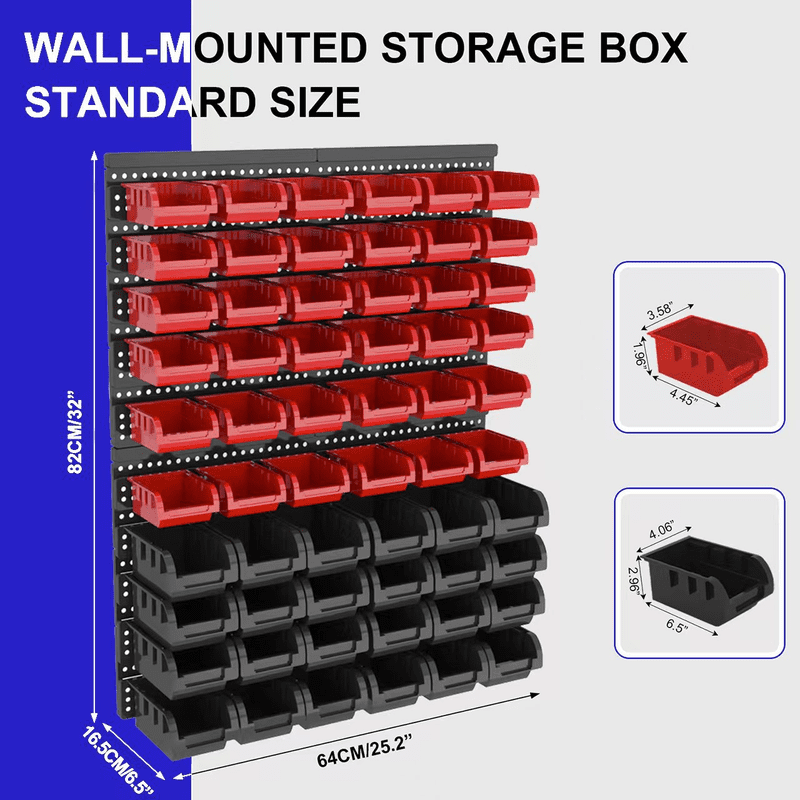 60 Pcs Wall Mounted Storage Bins, Nut and Bolt Organizer, Plastic Bolt Bin, Screw Organizer, Storage Bins for Garage