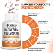 DR Vitamin Solutions Magnesium Bisglycinate 400mg Capsules, Chelated Magnesium for Muscle & Nerve Support, 60 Count