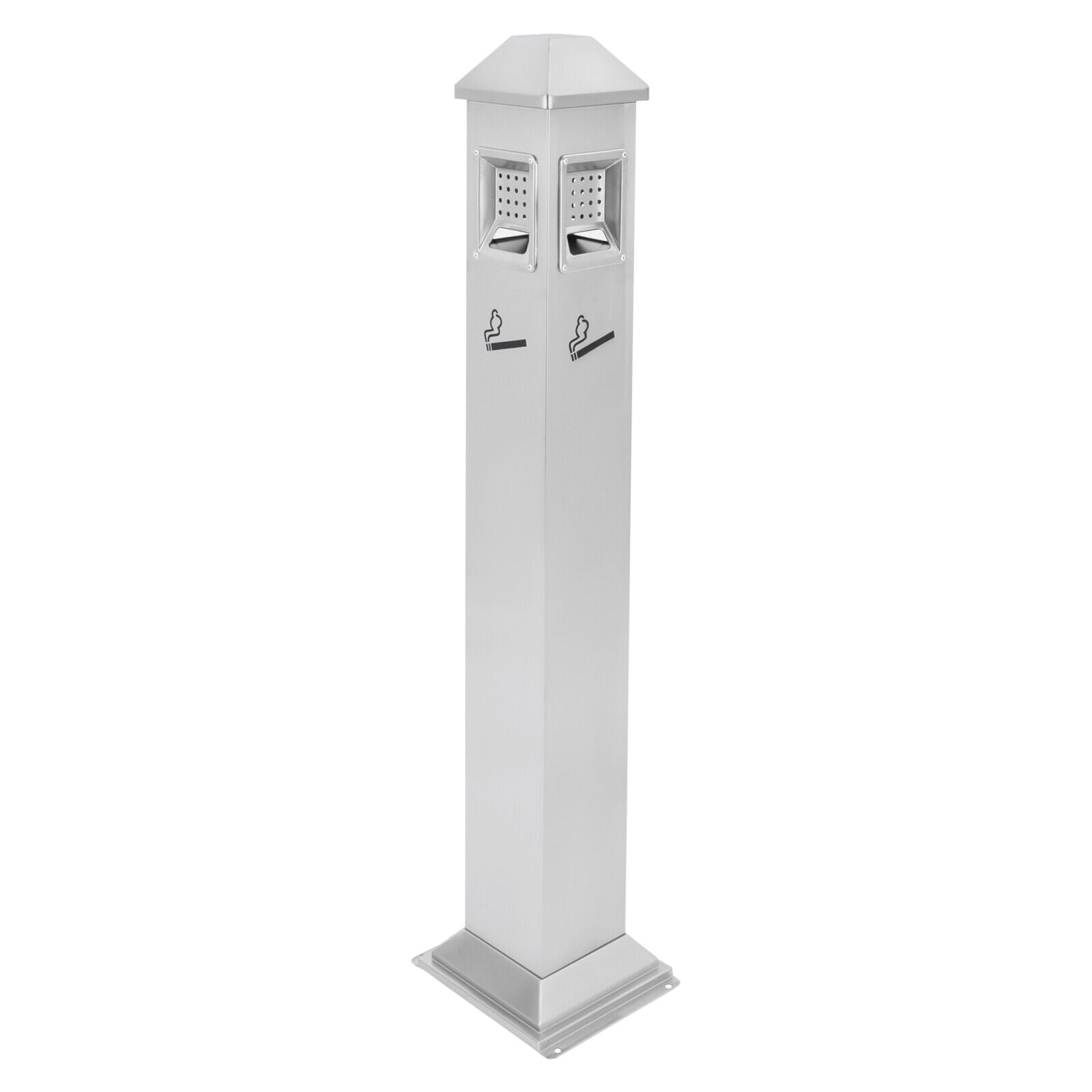Miumaeov Metal Vertical Trash Bin Cigarette Butts Collector with Inner Barrel Outdoor/ Indoor Trash Can Container Silver