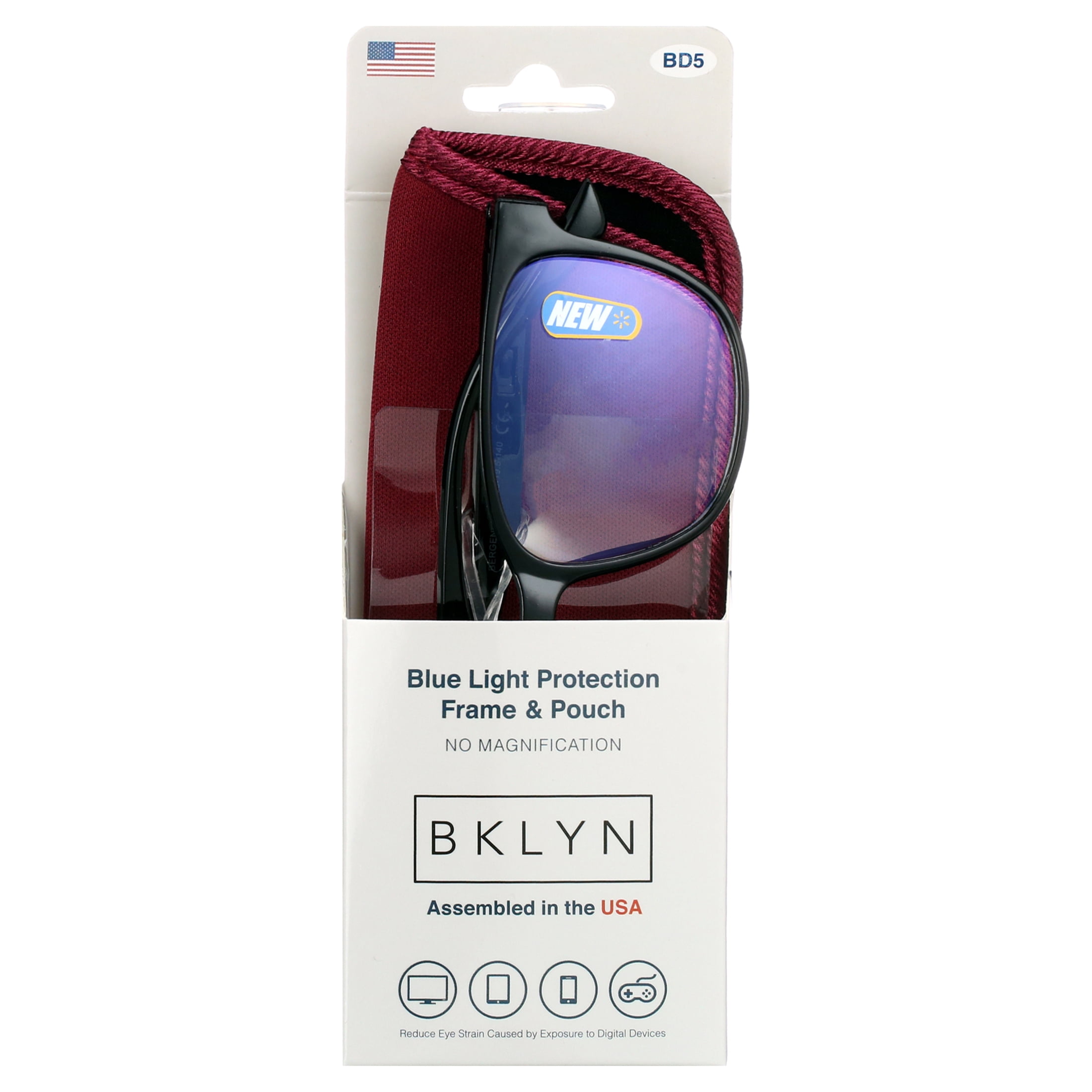 BKLYN Bergen Black Blue Light Protection Frames & Pouch