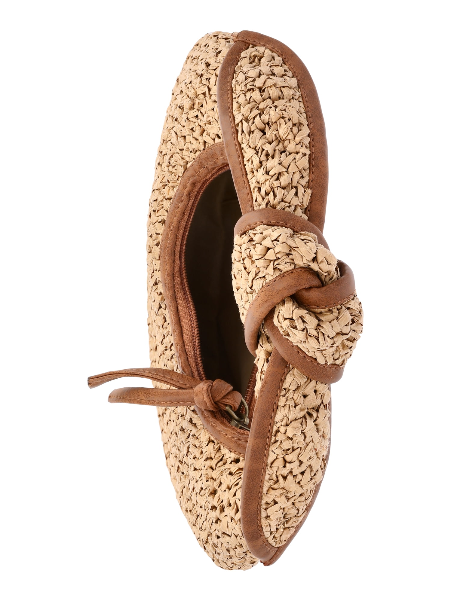 Time and Tru Women's Top Knot Mini Crescent Bag, Natural