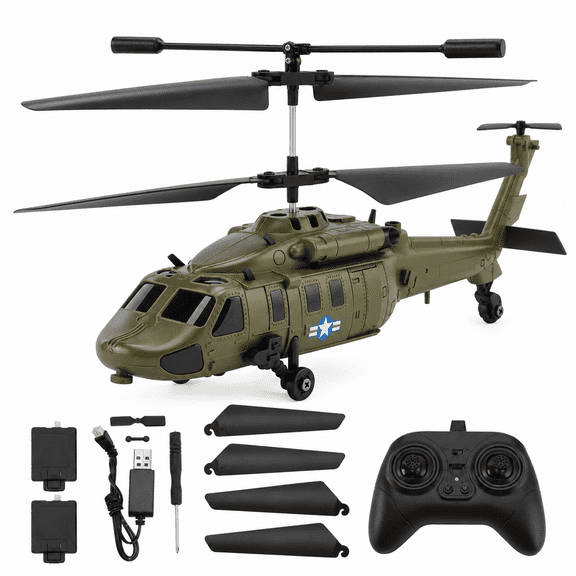 Bruce&Shark Remote Control Helicopter Aircraft for Adults Z17 2.4GHz RC Helicopter 3.5CH 6Axis Gyro RC Airplane Toy (RTF 2Battery)