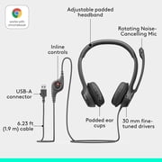 Logitech H390 Wired Headset, Stereo Headphones with Noise-Cancelling Microphone, USB, In-Line Controls, PC/Mac/Laptop - Black
