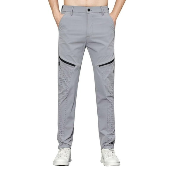 Ice Silk Tracksuit Bottoms Men Lightweight Mens Joggers Breathable Jogging Bottoms with Zipper Pockets Sports Casual Pants for Gym,Running,Training Gray 32