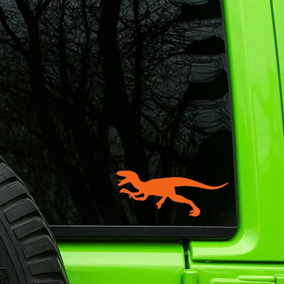 Dinosaur Orange Vinyl Decal Sticker Wall Decor 8"