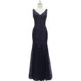 thumbnail image 4 of Sleeveless Double V-Neck Long Mermaid Sequin Formal Evening Dresses, 4 of 5