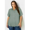 thumbnail image 3 of TIYOMI Women's Plus Size Cotton Shirts Tops Collared Green Short Sleeve 3X Button Down Solid Casual Shirts Loose Fit Summer Blouses 3XL 22W 24W, 3 of 8
