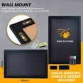 thumbnail image 2 of Size 20" x 30", Wood Frame, Chalkboard Sign, Vertical or Horizontal Wall Mount, Includes 4 Chalk Markers, Chalk & Eraser, by Better Office Products (Solid Black), 2 of 5