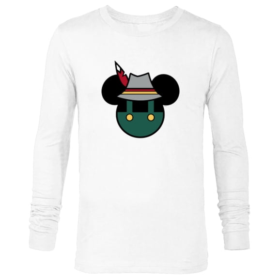 Disney Mickey Mouse Logo Oktoberfest German Hat & Lederhosen - Long Sleeve T-Shirt for Men - Customized-White