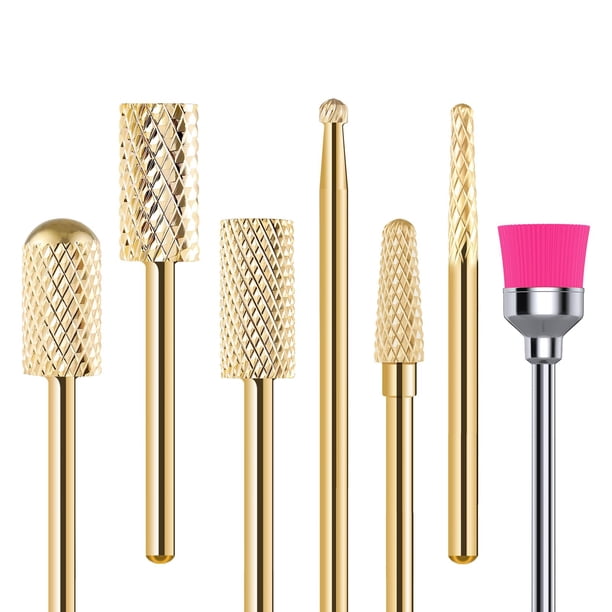 Juego de brocas para uñas MelodySusie, carburo de tungsteno, 7 piezas, 3/32 pulgadas