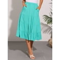 thumbnail image 3 of DARING DIVA Women's Midi Tiered Pleated Elastic Waist A-Line Skirt L Teal, 3 of 6