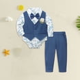 thumbnail image 2 of enyan Toddler Boy Suit Set Baby Tuxedo Boys Formal Outfit Shirt Vest Pants Wedding Graduation Birthday Party(Blue,0-3 Months), 2 of 6