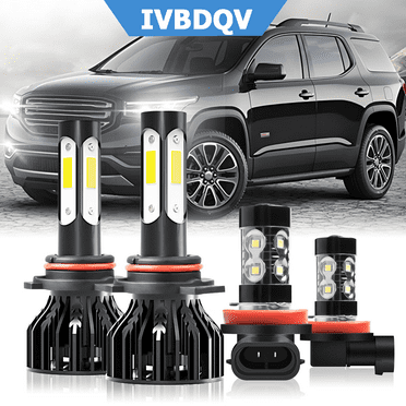 For 2013 2014 2015 2016 2017 2018 GMC Acadia White 9012 LED Headlight  H11 Fog Light Bulbs 4pcs
