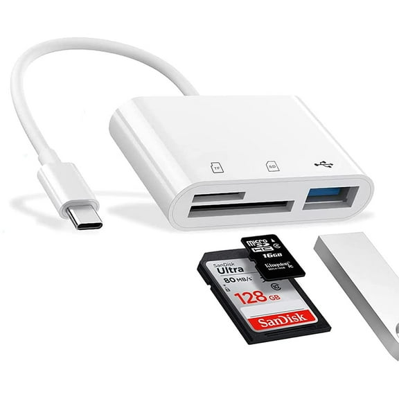 USB C to SD Card Reader, Micro SD Memory Card Reader, Type C to SD Card Reader Adapter 2TB Capacity for MacBook Camera Android Windows Linux and Other Type C Device-White