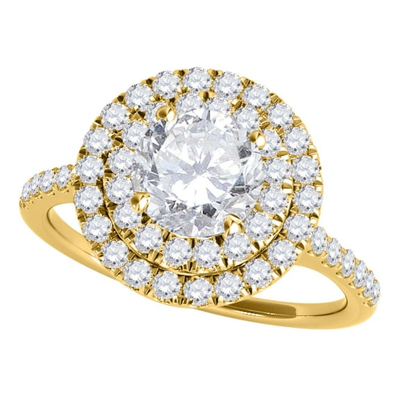 Aonejewelry 0.75 Ct. Halo Unique Design Diamond Engagement Ring In 14k Solid Yellow Gold