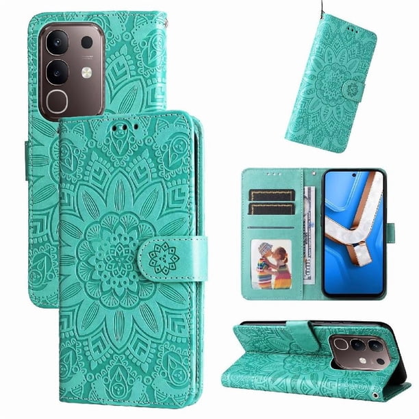 Funda tipo cartera GANGXUN para Vivo Y29 4G , diseño girasol, cuero PU, soporte, cierre magnético, tarjetero