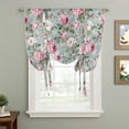 thumbnail image 2 of Vintage Spring Floral Balloon Curtains 63 Inch Length for Living Room/Bedroom, Botanical Summer Pink Green Rod Pocket Privacy Door Curtains Decorative Tie Up Shade for Window 52"x63", 2 of 8
