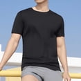 thumbnail image 1 of pstuiky camisetas de manga corta para hombre, Blusa deportiva informal de color liso con cuello redondo y manga corta elástica para hombre camisas casuales para hombre m, 1 of 6