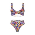 thumbnail image 4 of Daiia The Garden Tricolor Pansy Flower Women's Bikini Set Two Piece Swimsuit High Waisted Bikini Adjustable Straps Bikini Perfect for Beach, Pool, and Summer Vacation-, 4 of 9