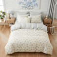 thumbnail image 3 of NAYOROOM 3 Pieces Blue White Floral Reversible Gingham Pattern Duvet Cover Queen Set, Soft Floral Bedding Set for Adults, 3 of 11