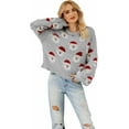 thumbnail image 1 of DUHUD Chandails de Noël Laids en Tricot pour Femmes Chandail à Manches Longues Col Rond Chandails du Père Noël, 1 of 6
