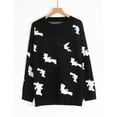 thumbnail image 4 of Pullover Sweaters for Women Cute Halloween Bat Crew Neck Casual Long Sleeve Knitted Sweater Alsol Lamesa, 4 of 6